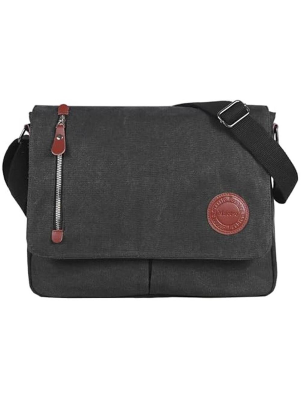 Canvas Messenger Bag Laptop Crossbody Satchel Shoulder Work Travel Black